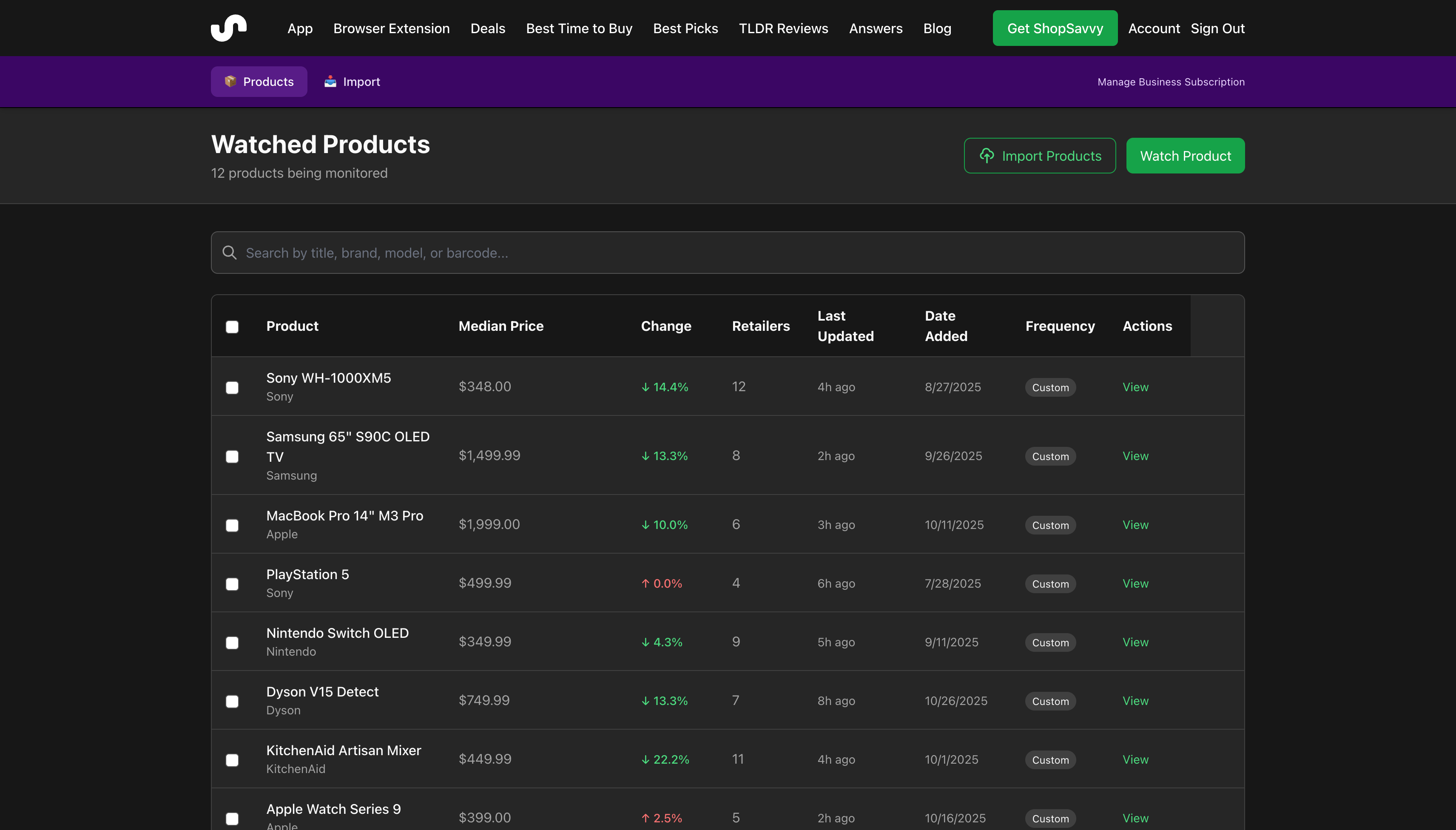 Product Dashboard