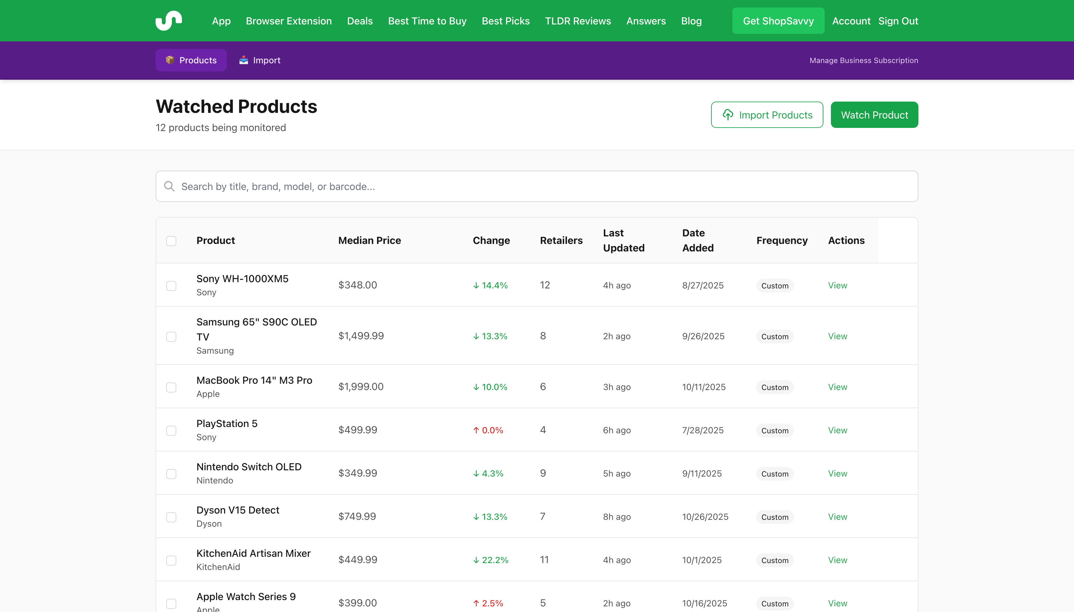 Product Dashboard